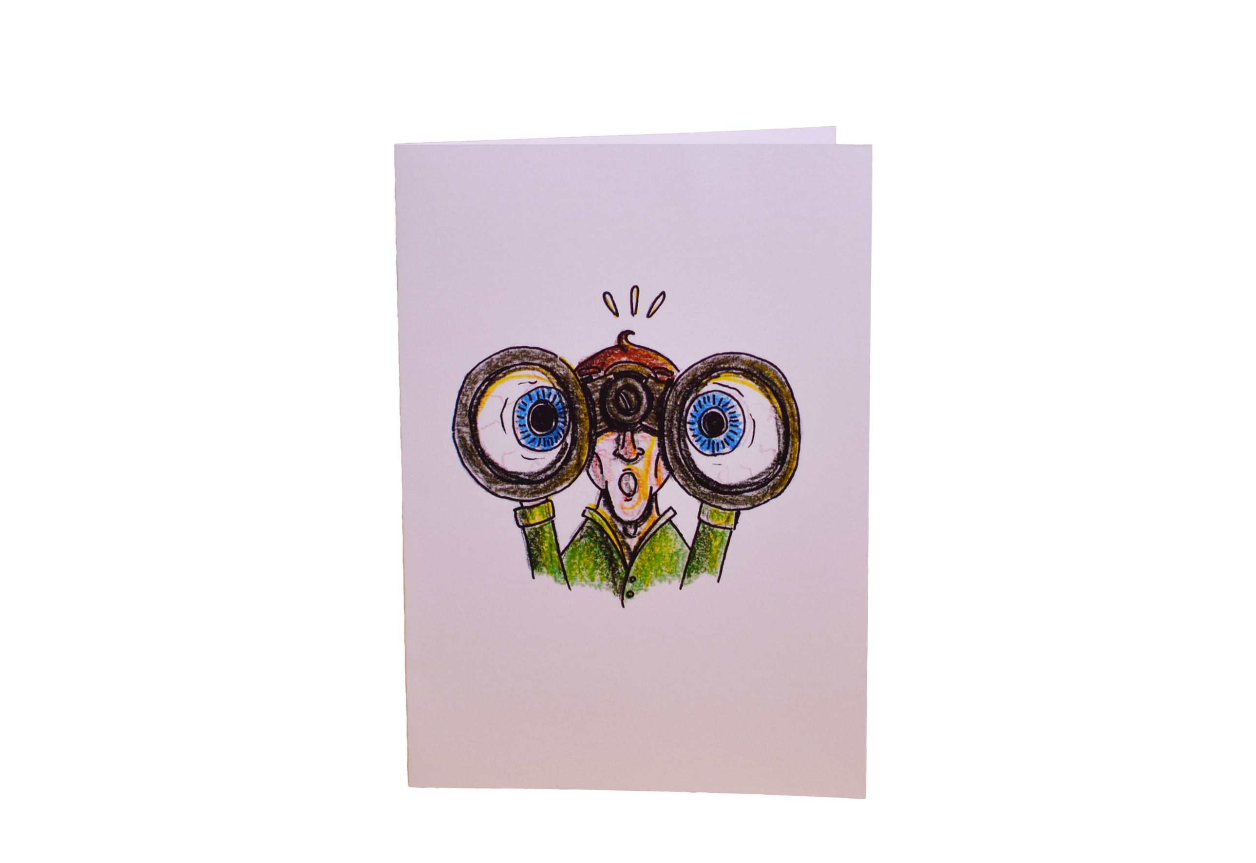 Klappkarte mit Jagdmotiv, Fernglas