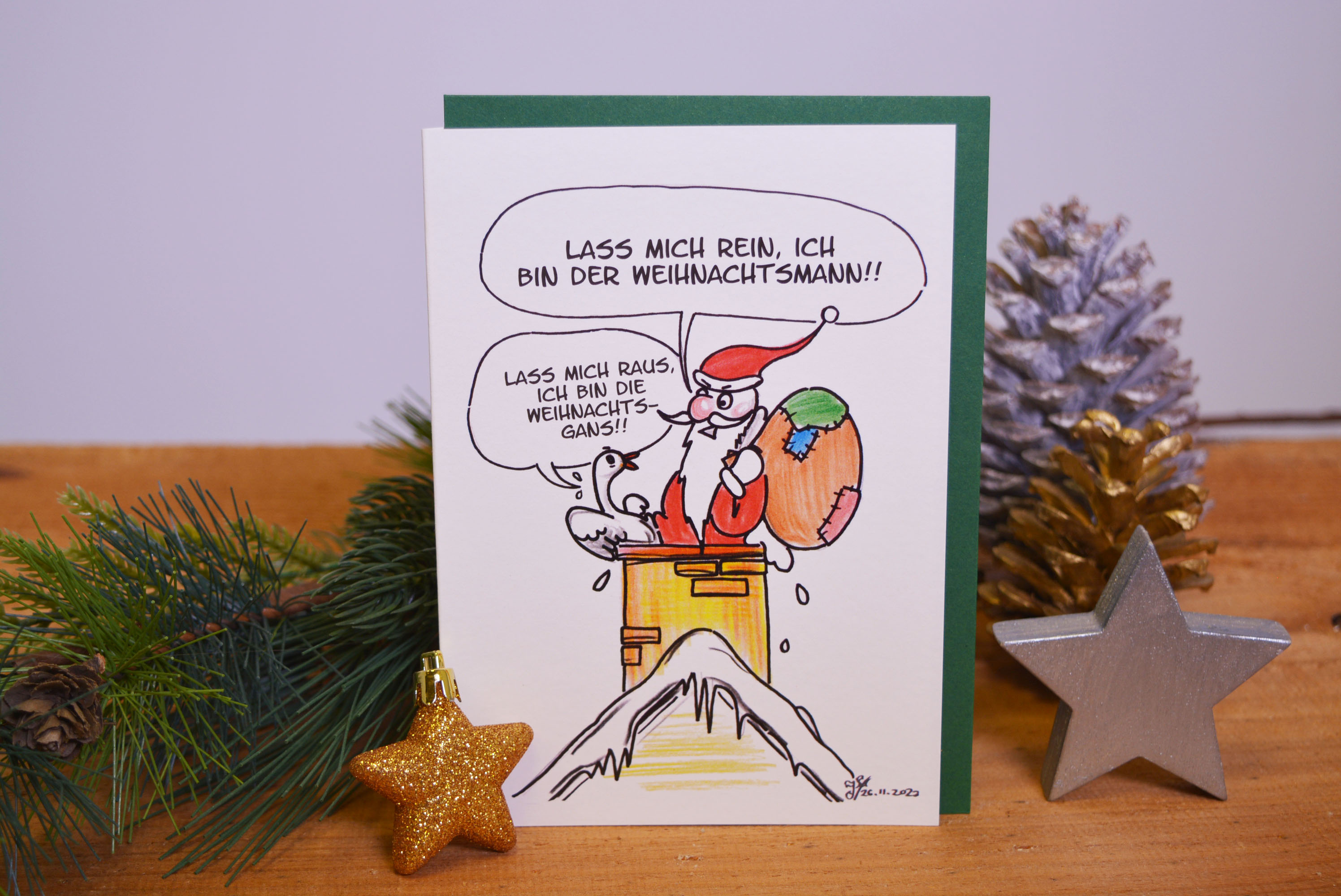 Weihnachtskarte, Weihnachtsgans