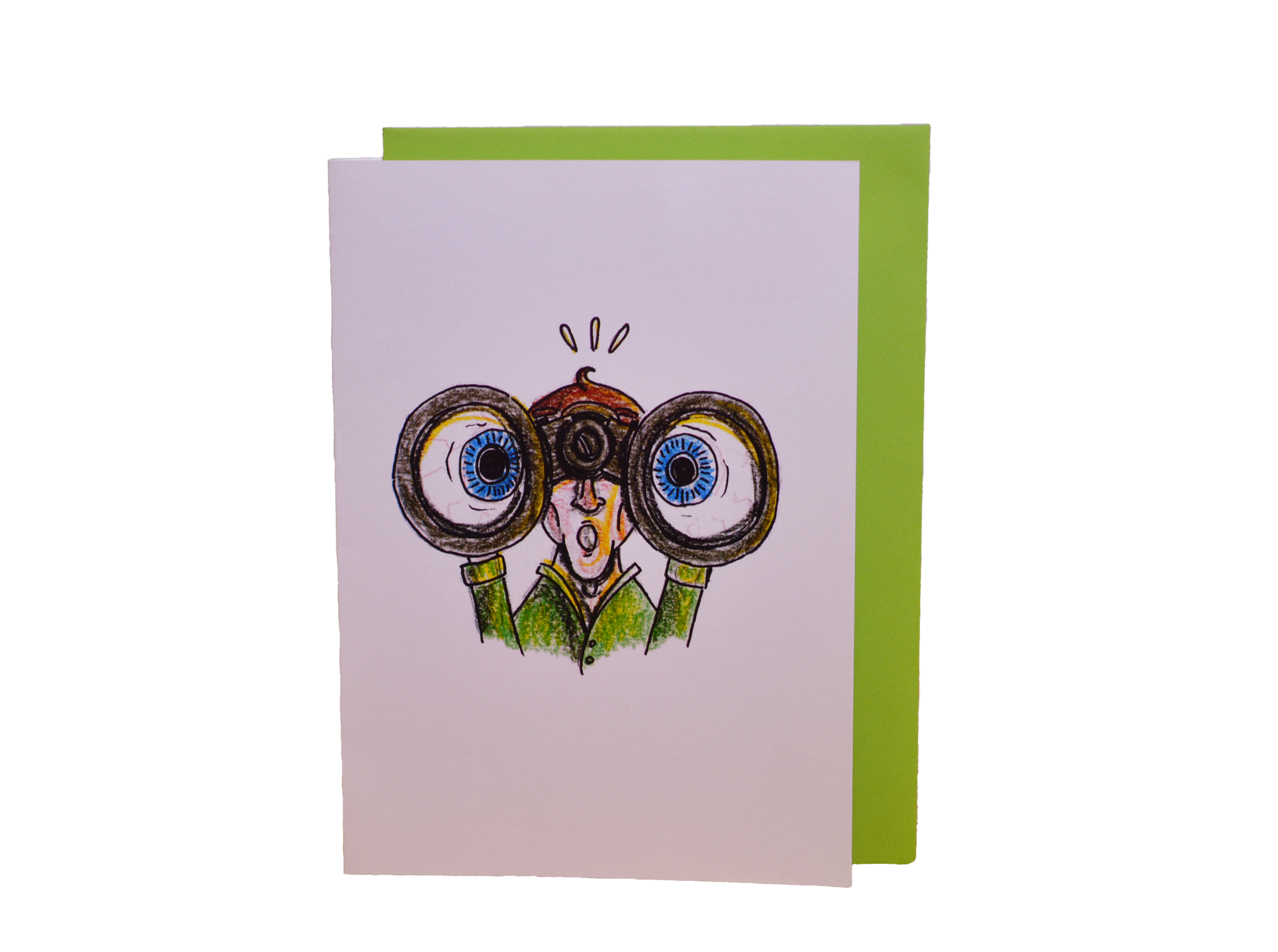 Klappkarte mit Jagdmotiv, Fernglas