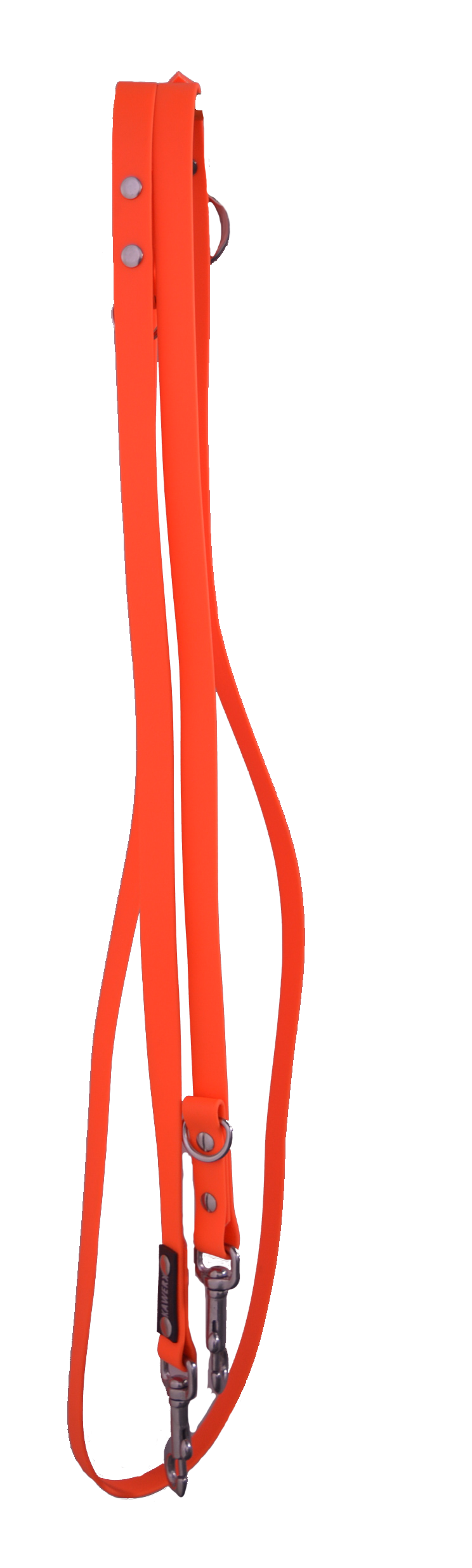 Hundeleine, 19 mm breit, dreifach verstellbar, neon-orange, aus Biothane